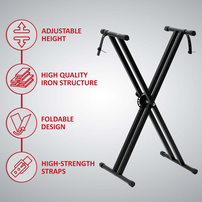 Double Tubes  X Frame Piano Keyboard Stand