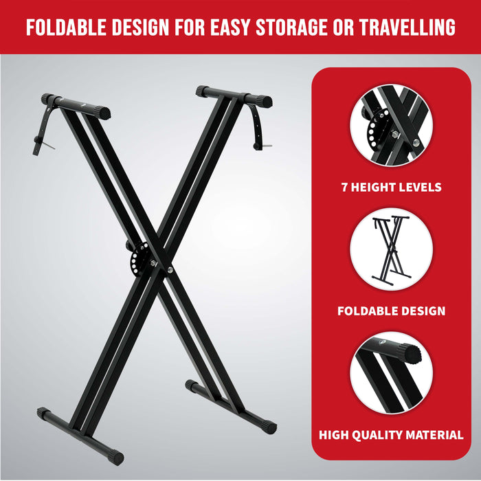 Double Tubes  X Frame Piano Keyboard Stand