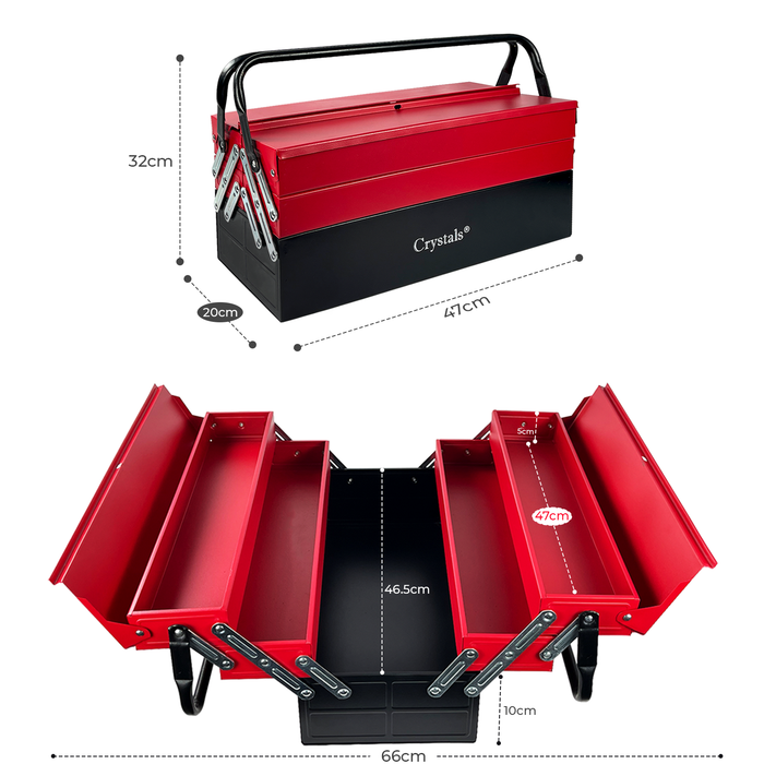 3 Tiers - 5 Trays Metal Tool Box - 25" 470mm