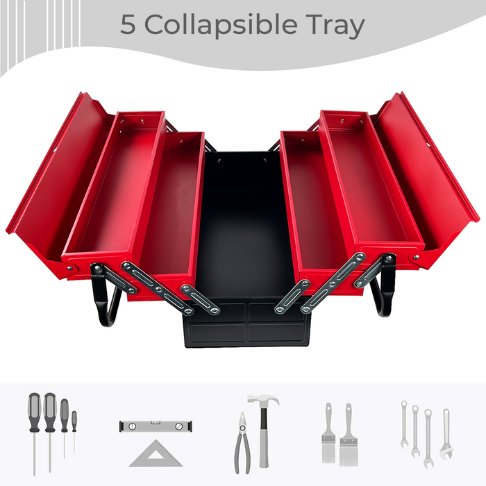 3 Tiers - 5 Trays Metal Tool Box - 25" 470mm