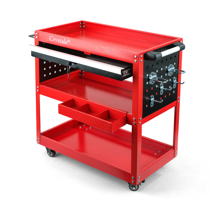 3-Tier Tool Trolley Cart Roller with Drawer