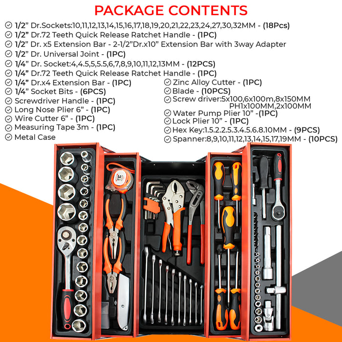 85Pcs 1/4" & 1/2" Socket Ratchet Screwdriver