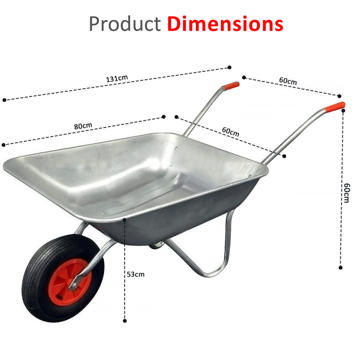 65L Wheelbarrow Metal Cart Heavy Duty