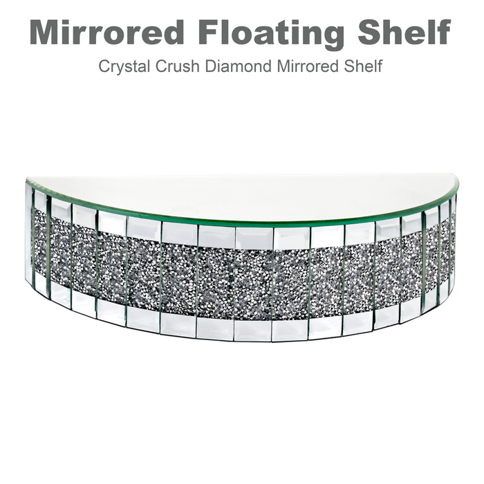 Crushed Crystal Mirrored Shelf, 38*15*8 cm