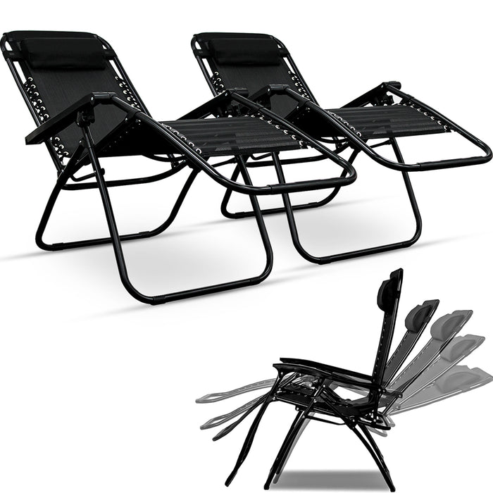 Set of 2 Zero Gravity Chair Sun lounger with Cup Holder