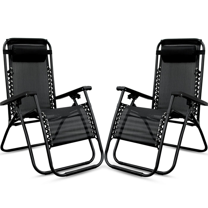 Set of 2 Zero Gravity Chair Sun lounger with Cup Holder