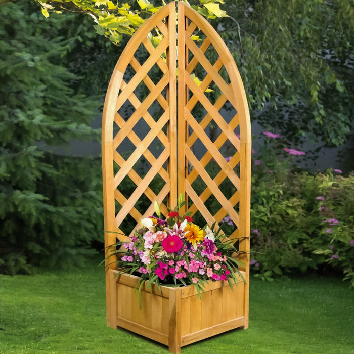 Lattice Wooden Garden Planter - Medium