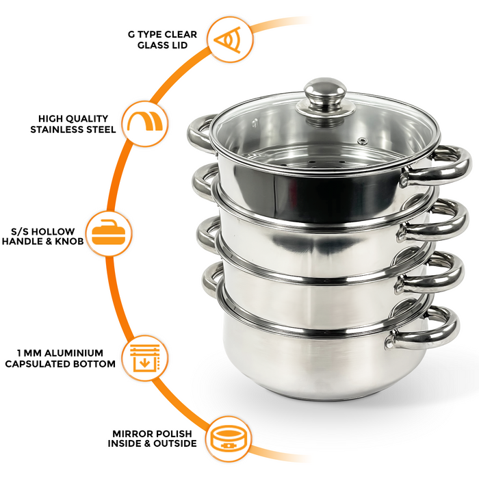 4 Tier Steel Induction Steamer Features