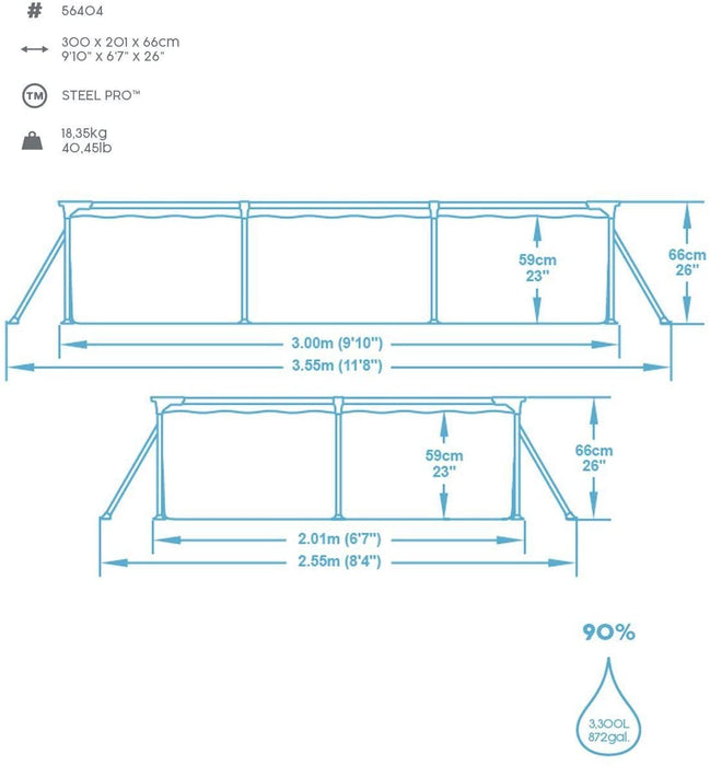 Bestway Family Rectangular Steel Swimming Pool