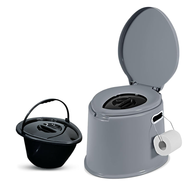 6L Large Portable Compact Potty Camping Toilet Grey