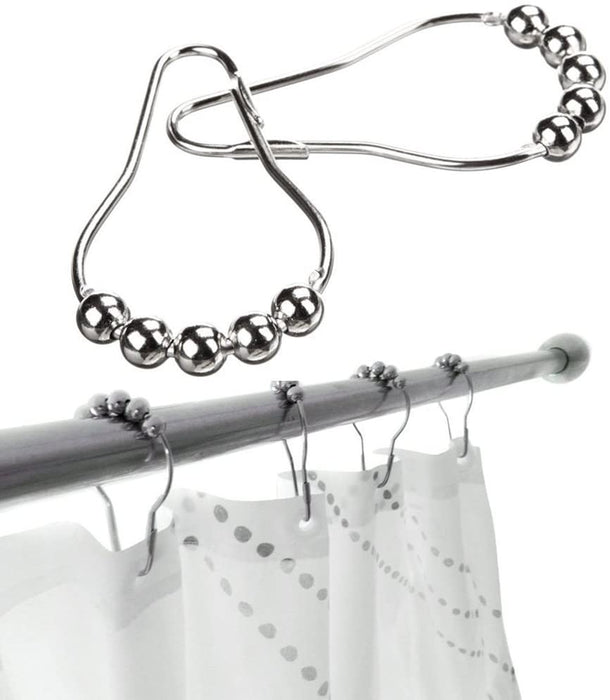 Chrome Curved Curtain Rail Rod with Ring Hooks