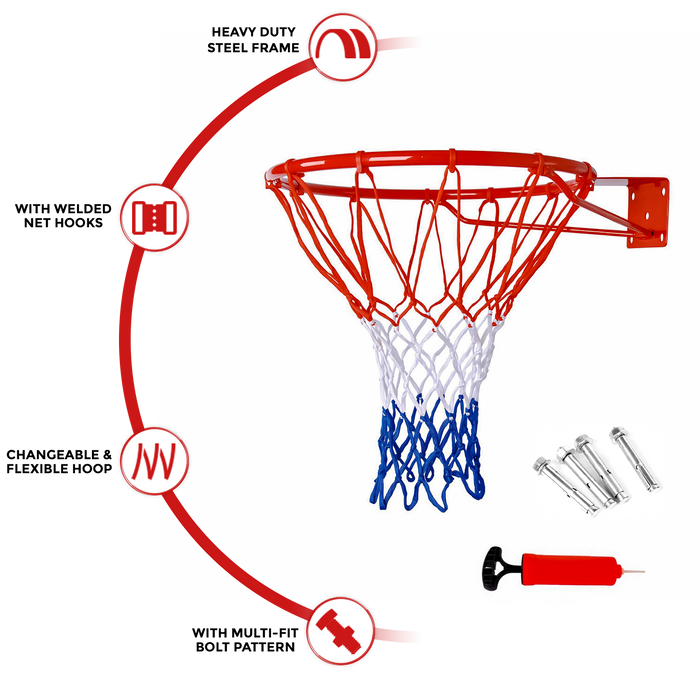 2 x 45cm Basketball Net Ring Hoop Goal