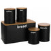 5pc Black Kitchen Storage Set - Bread Bin