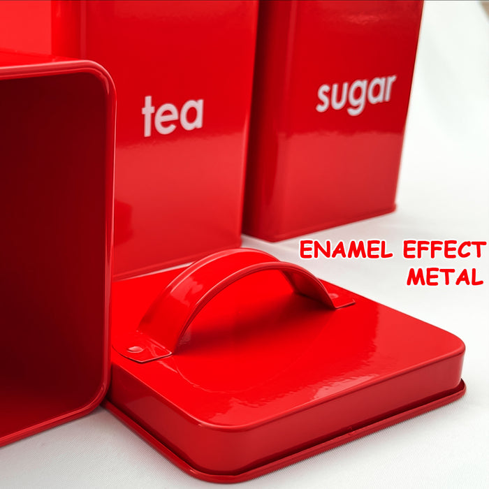 Red Bread Bin Enamel Effect Metal