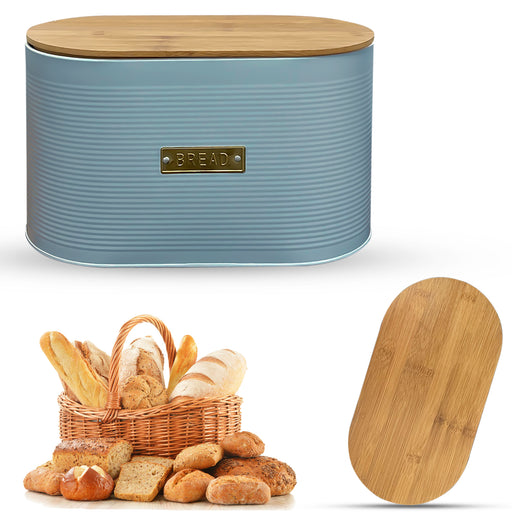 Matte Grey Oval Bamboo Bread Bin