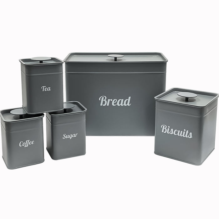 Grey Bread Bin and Canister Sets 