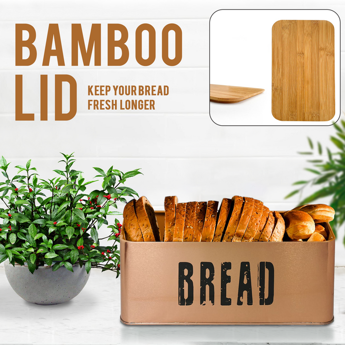 Copper Bread Bin with Bamboo Lid