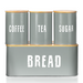 4Pcs Grey Bread Bin with Canisters