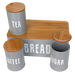 4Pcs Grey Bread Bin Kitchen Set 