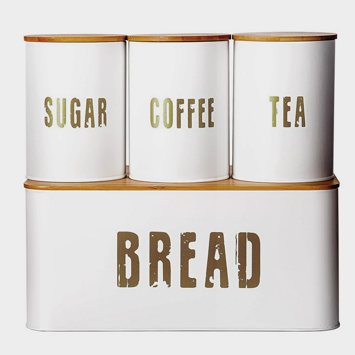 White Bread Box with Canisters