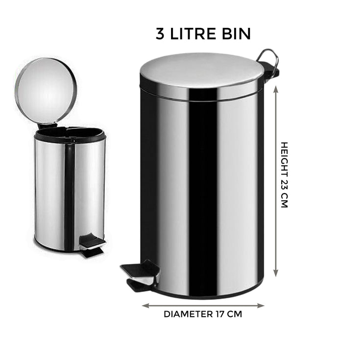 3 Litre Pedal Bin dimensions 