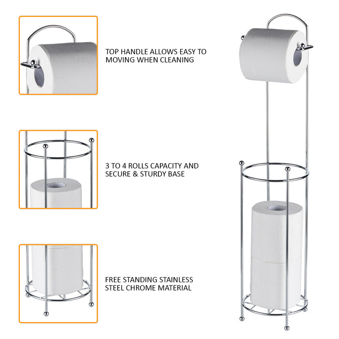 Free Standing Chrome Toilet Paper Holder