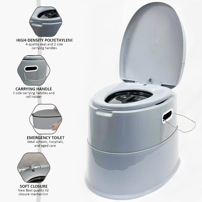 6L Portable Camping Grey Toilet